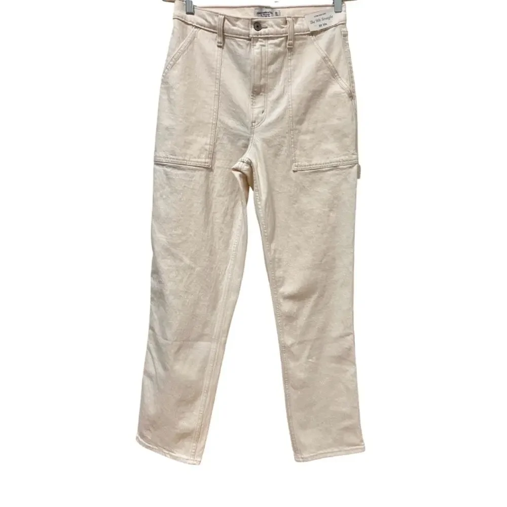 NEW Abercrombie 90s Straight Ultra High Rise Carpenter Jeans 30/10R Cream